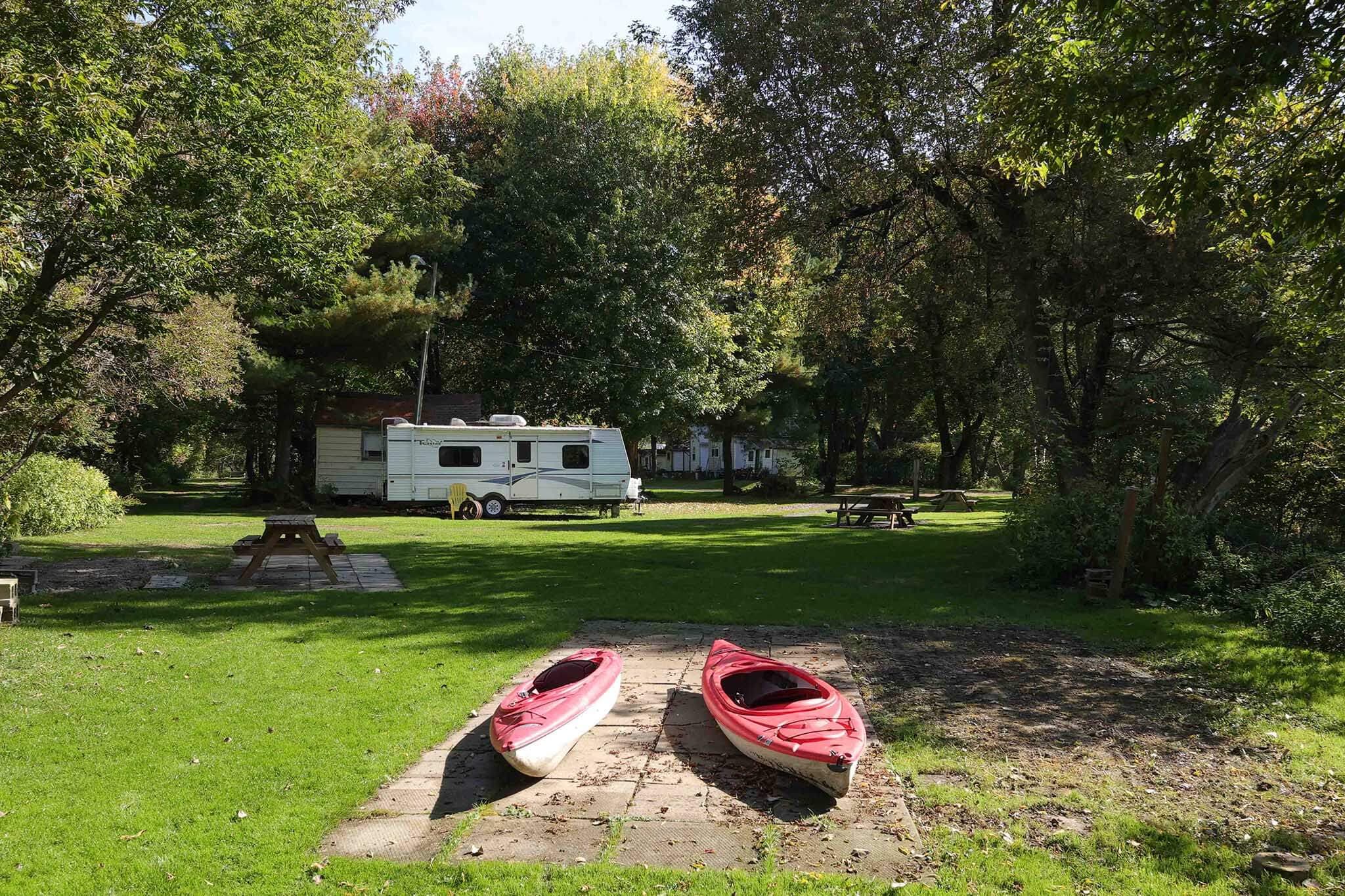Campsite with kayaks